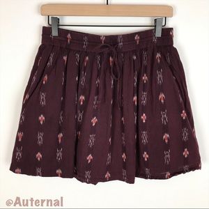 Madewell Burgundy Aztec Cotton Mini Skirt